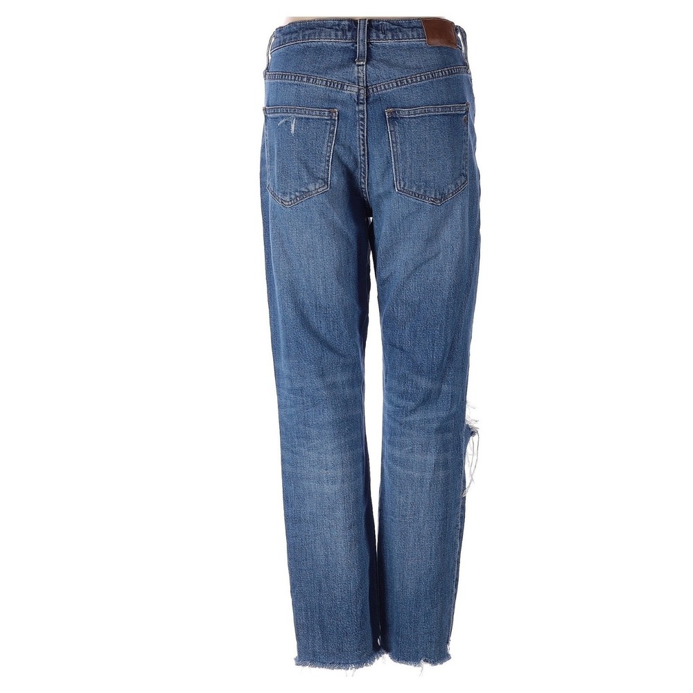 Madewell The High-Rise Boy Jean Distressed‎ Crop Raw Hem Blue  Women's Size 27 - Picture 3 of 9